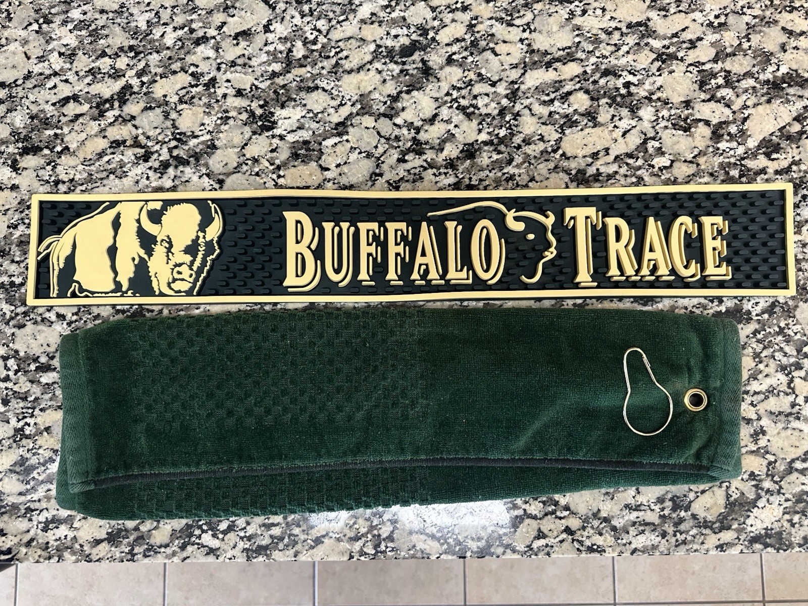 Buffalo Trace Bourbon Bar Rail Mat Plus Golf Towel Man Cave Bar Accessory