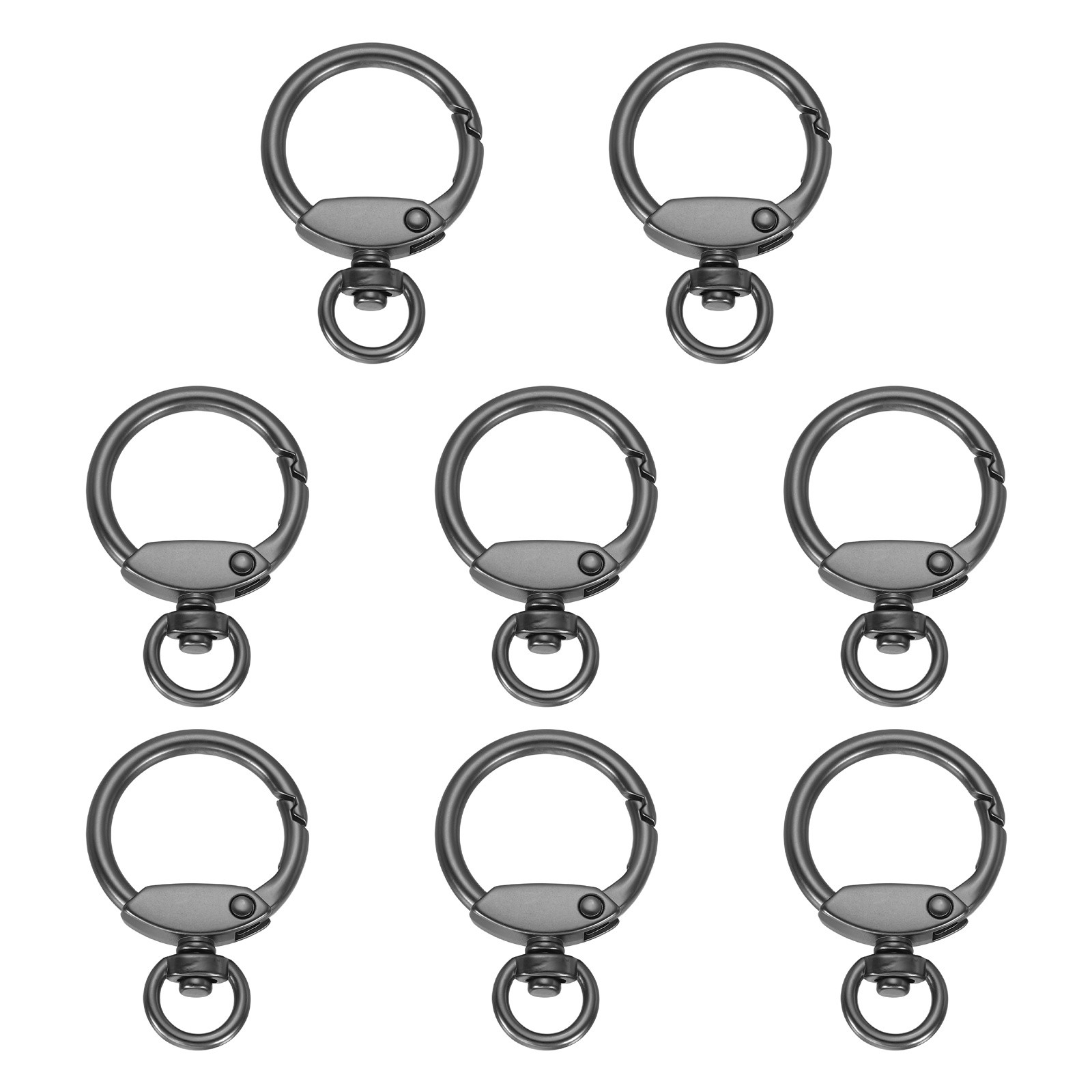 8Pcs Round Spring Snap Hooks 1" O Rings Buckle Matte Dark Grey