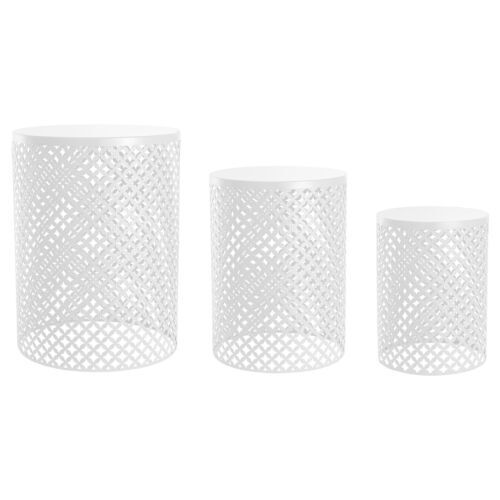 3pcs White Metal Frame Accent Table Modern Iron End Table Outdoor Side Table US