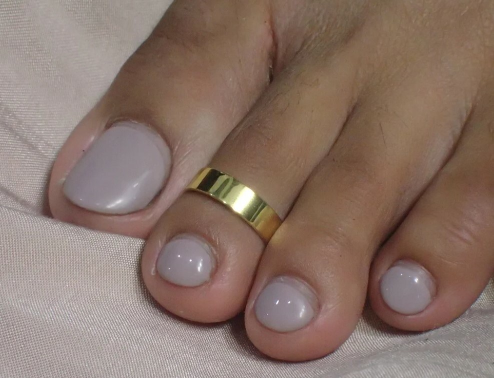 Womens Solid Metal Band Adjustable Toe Ring 14k Yellow Gold Plated Silver