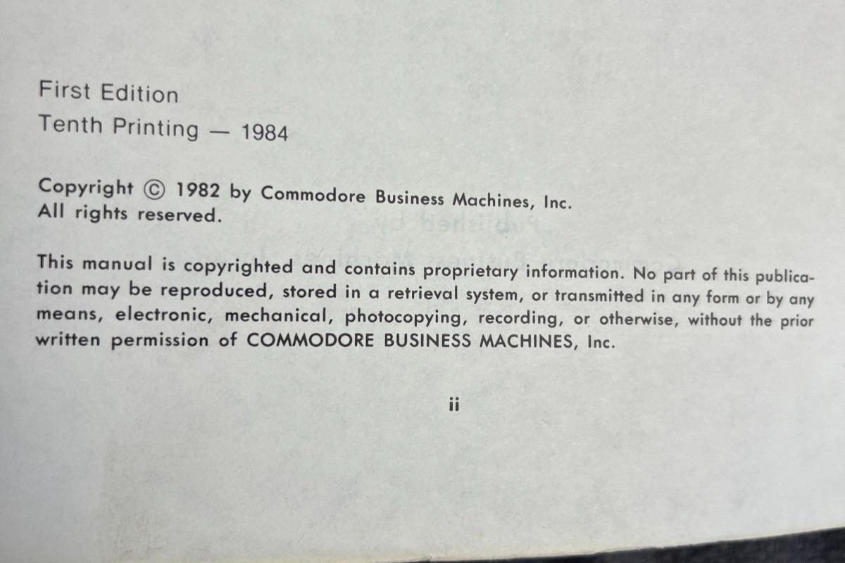 Vintage Commodore 64 Programmer's Reference Guide 1985 1st Edition 10th Printing