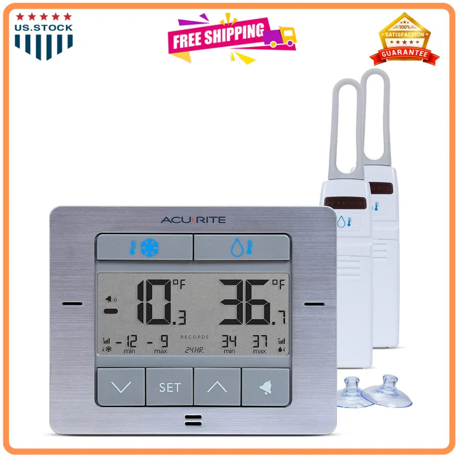 AcuRite Digital Wireless Fridge and Freezer Thermometer with Alarm 00515M