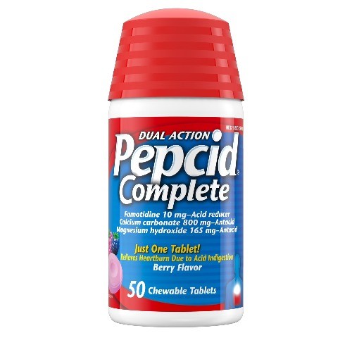 Complete Acid Reducer + Antacid Chews, Berry Flavored, 50 Count