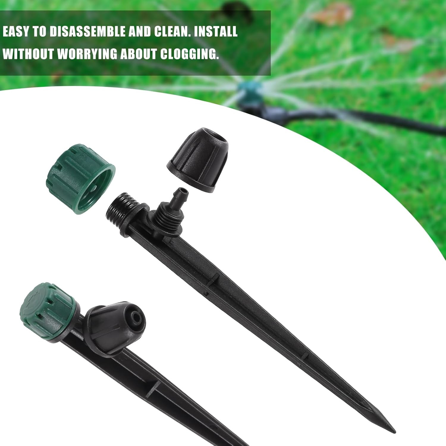 Anti-Drop Drip Irrigation Emitters for 1/4" Drip Tubing,5.5" Stake with Adjustab