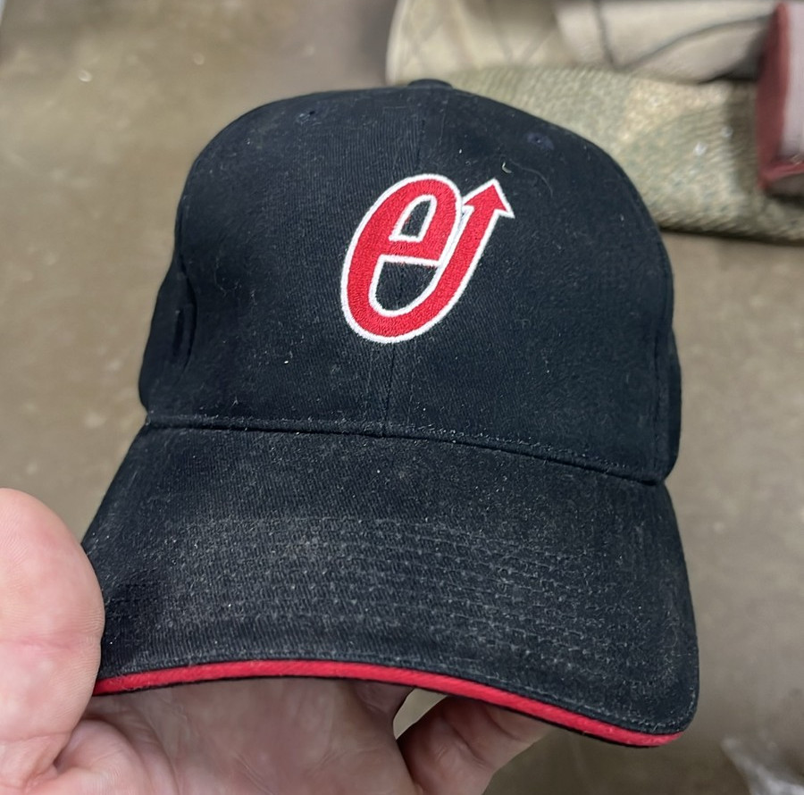 Letter E Initial Black Baseball Hat Red Embroidered Strapback b1 bv