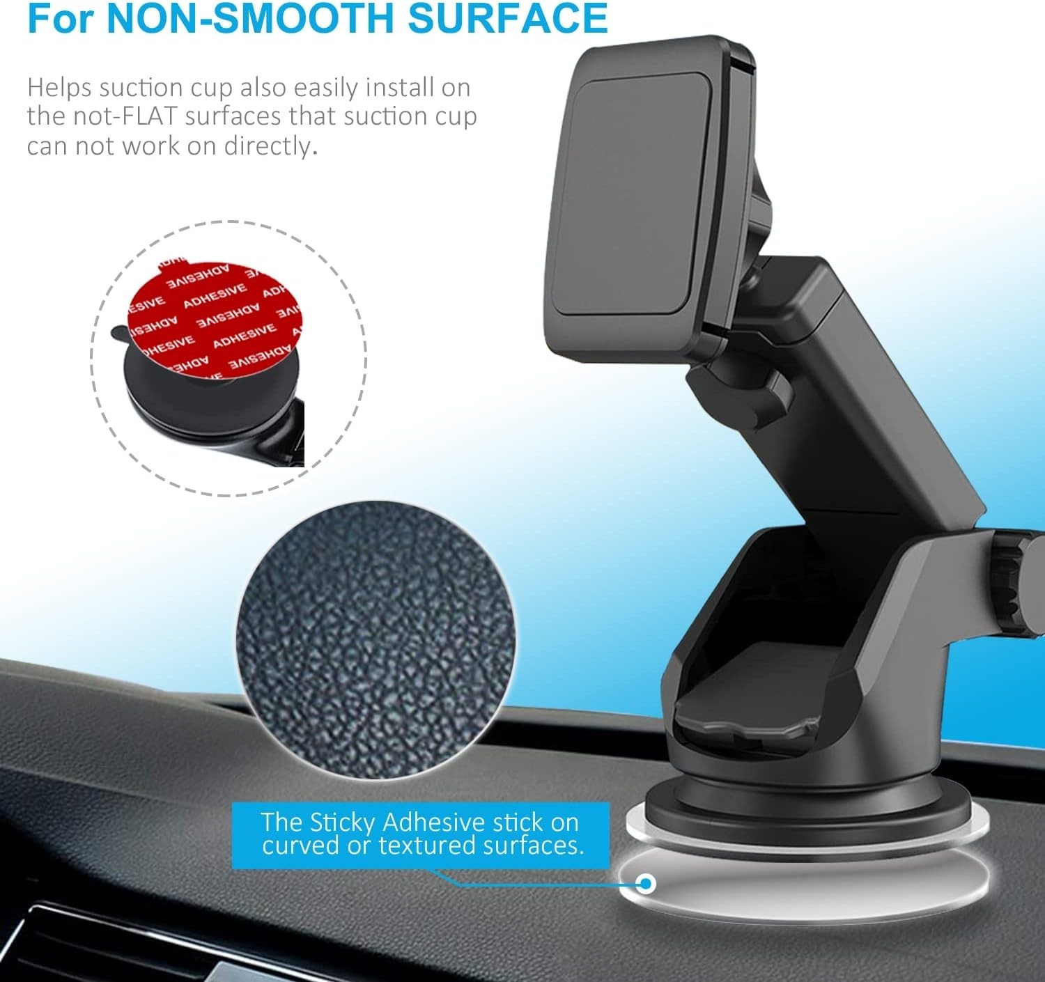 6-Pack Double-Sided Adhesive Pads for Suction Cup Mounts - Car & Dashboard Use