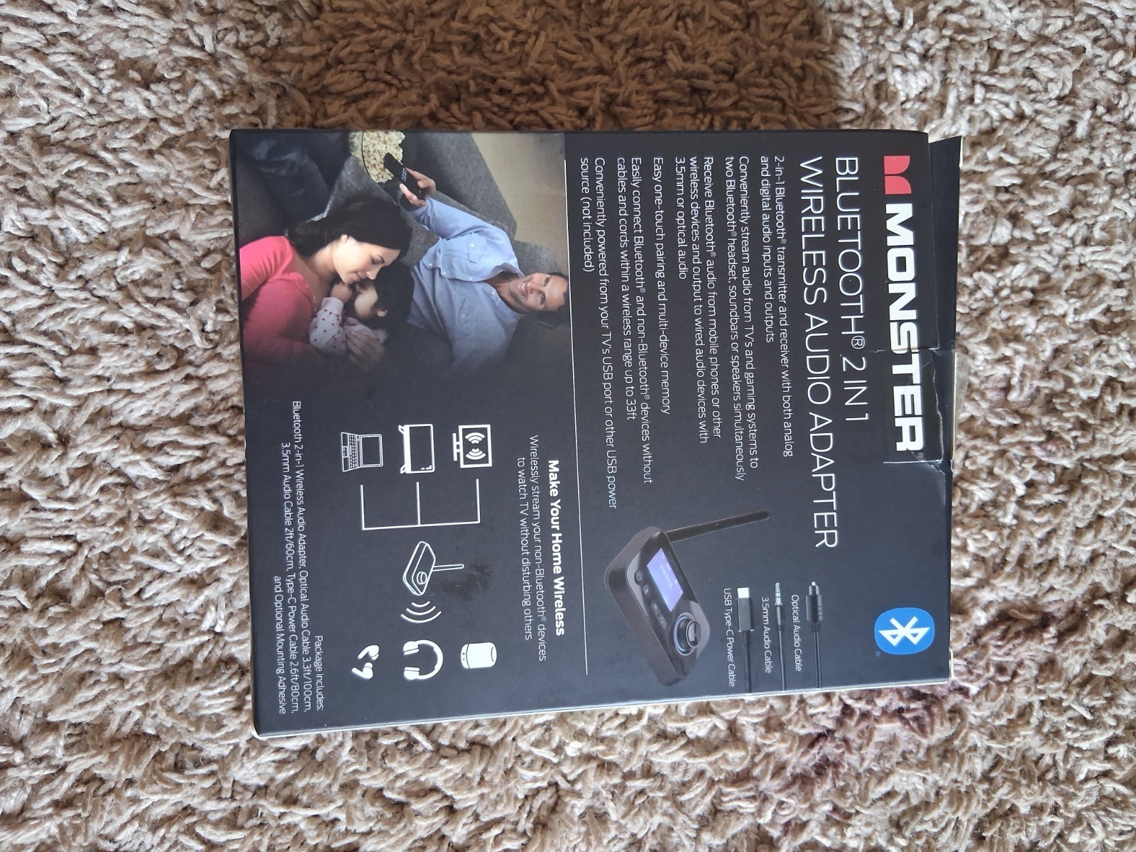 Monster Bluetooth 2-In-1 Wireless Audio Adapter (MBA9-1011-BLK)
