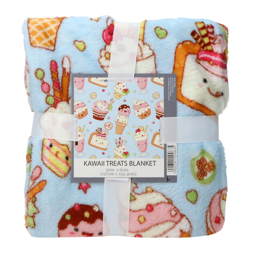 Girl's Sweet Treats Ice Cream and Cupcakes Minky Fleece Throw Blanket, 50" X 60"
