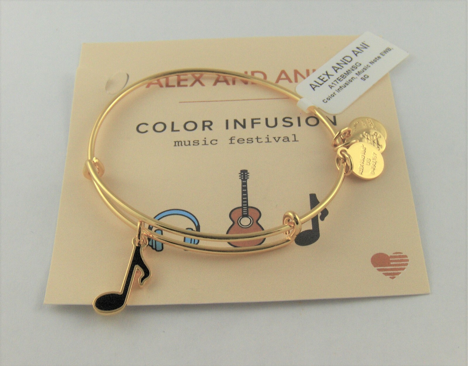 Alex and Ani " COLOR INFUSION " MUSIC NOTE " NWT, Card