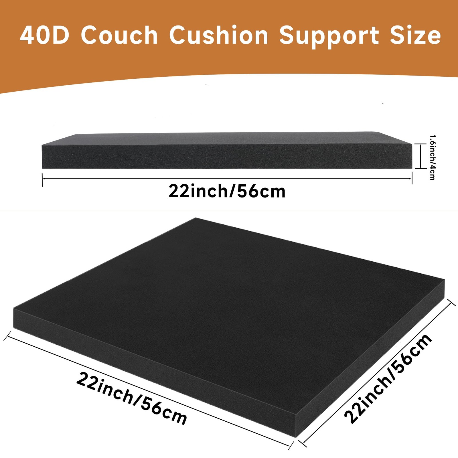 22×22 Couch Cushion Support for Sagging Seat, 3-Pack 40D Square High-Density ...