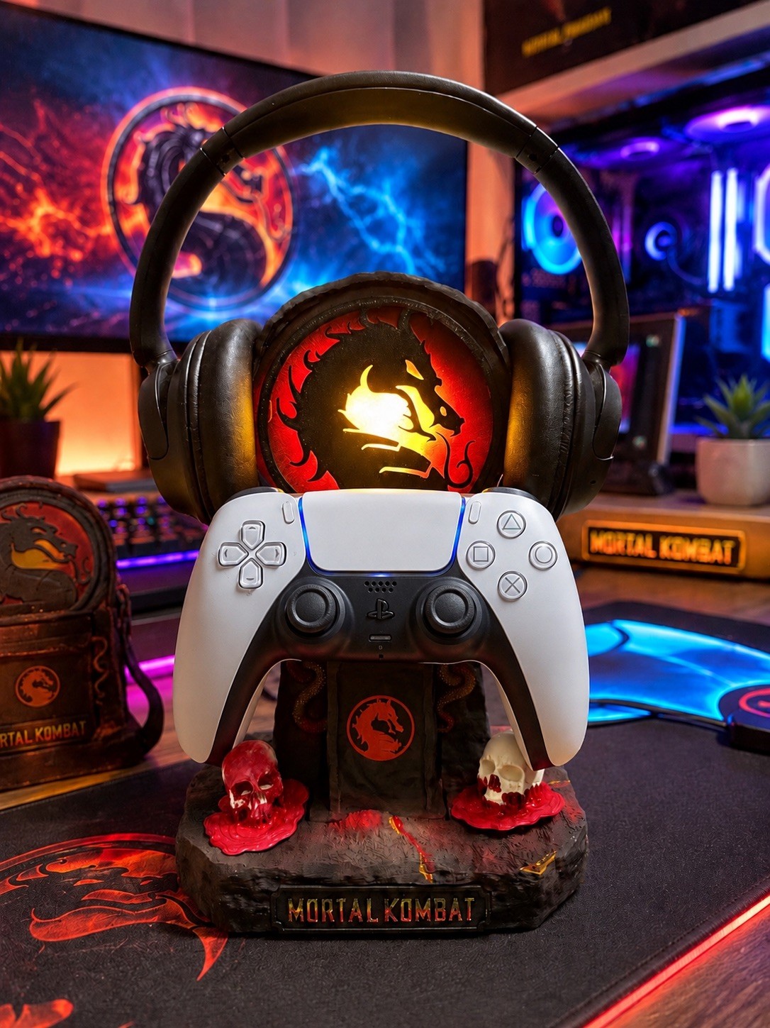 Mortal Kombat Light Up Universal Controller Holder-3D Printed-Hand Painting
