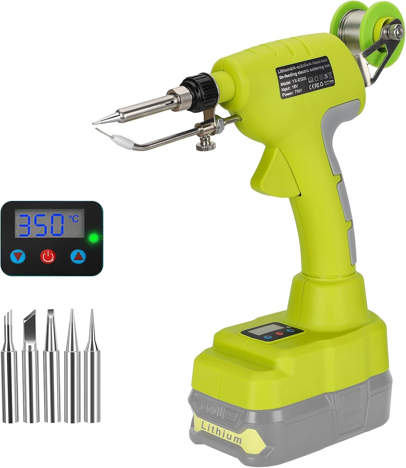 Cordless Soldering Iron Kit Compatible with Ryobi 18V Battery 75W Soldering Gun
