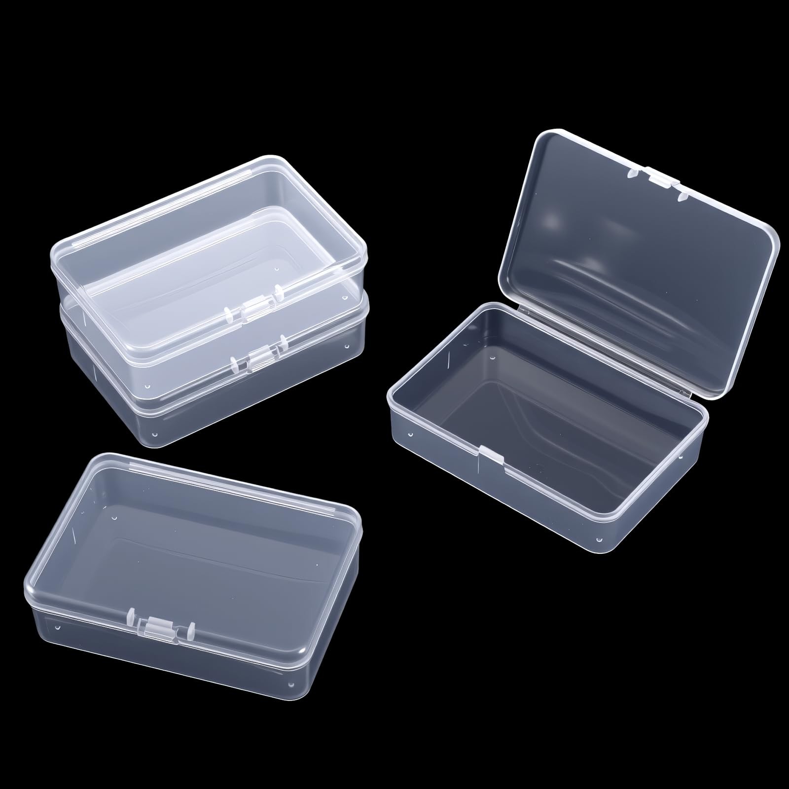 4 Pack Mini Clear Plastic Storage Box with Lid 3.7x2.5x1 Inch Organizer