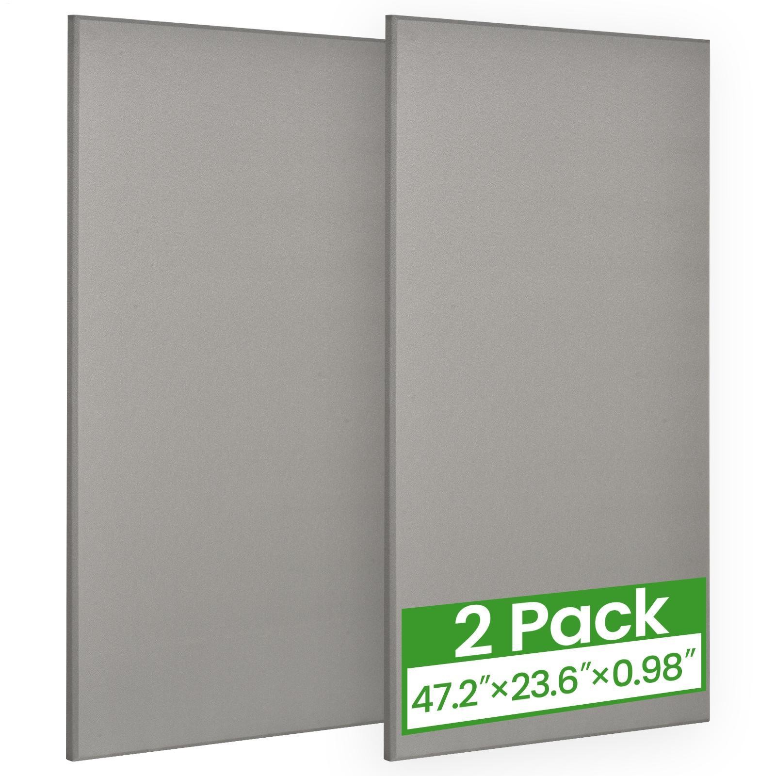 Gray Wall Acoustic Panels 2 Pack, Fiberglass 48"x24"x1" Acoustic Sound Panels