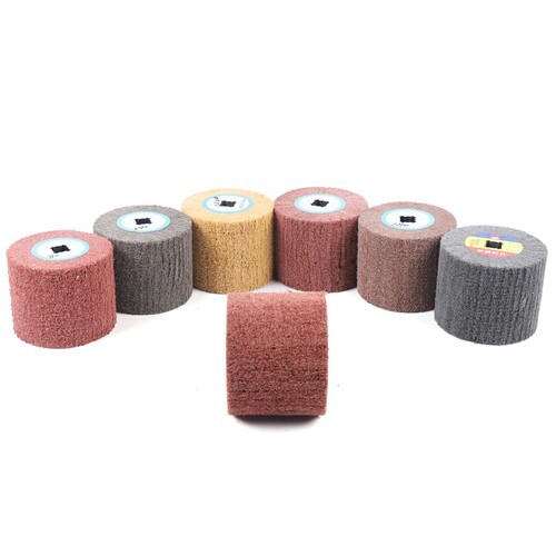 7Pcs Wire Drawing Wheel 60#-600# Grit Drum Burnishing Polishing Buffer Wheel