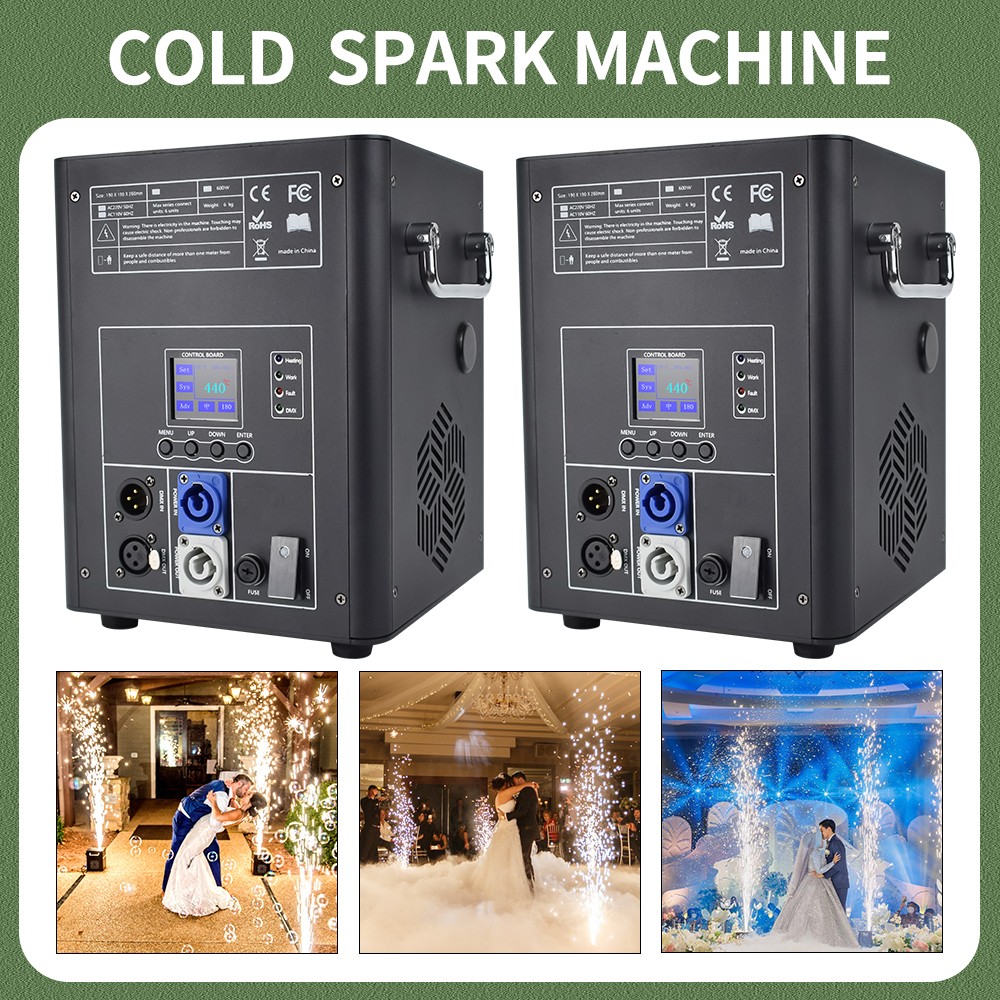 2X 750W Cold Spark Machine LCD Firework Machine DMX512 DJ Stage Effect Black