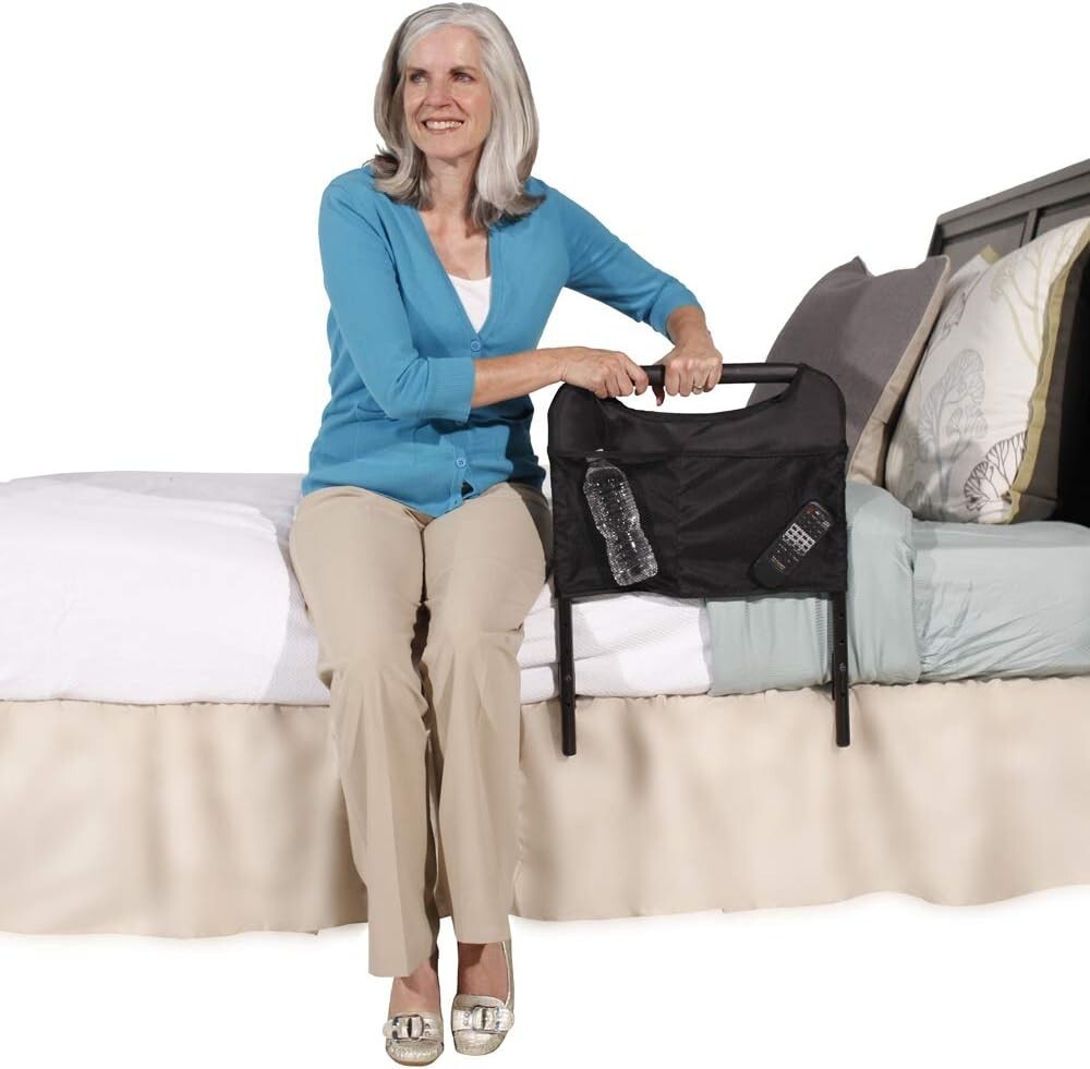 Able Life Bed Rail with Safety Handle– 300 lb Support, Adjustable Bed Assist Bar