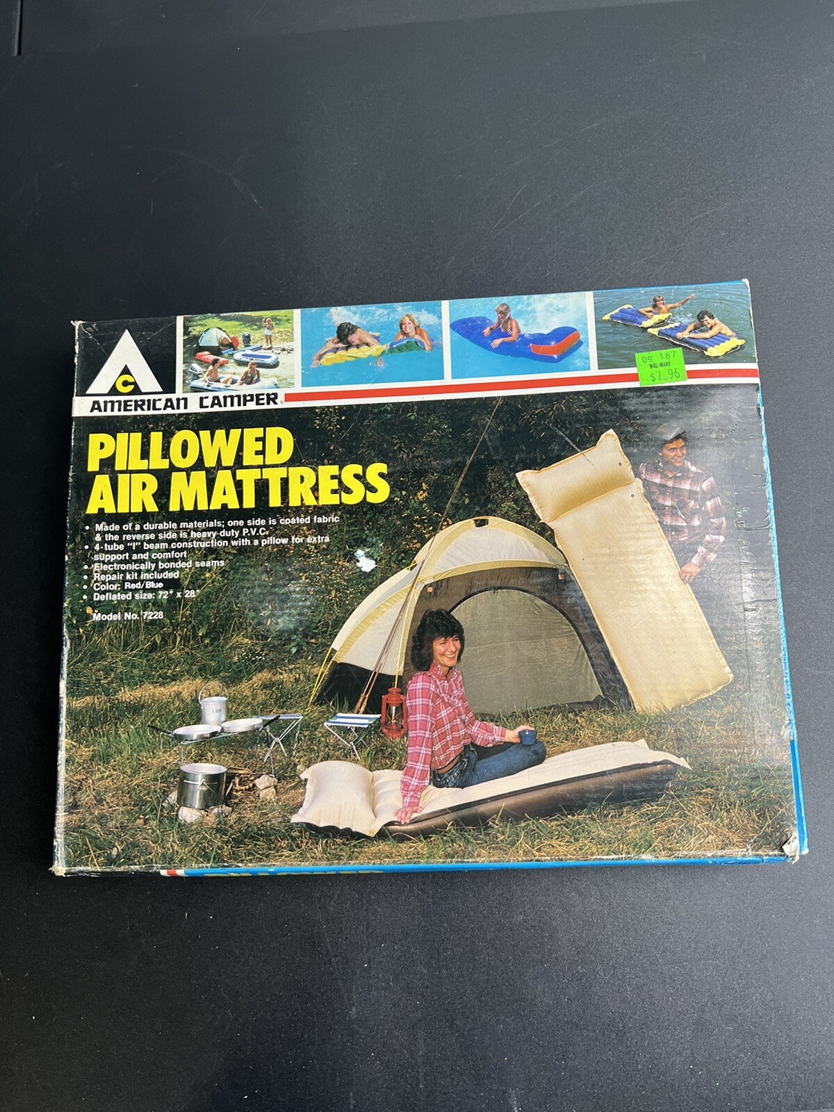 Vintage American Camper Rubberized Fabric Pillowed Air Mattress