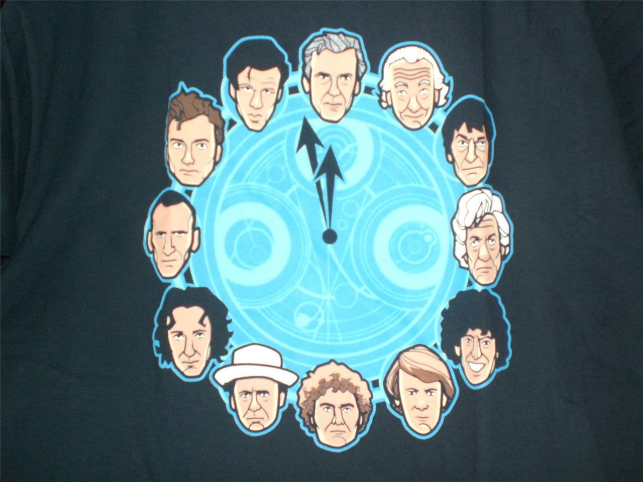 TeeFury Doctor Who LARGE "Doc Around The Clock" Doctor Who Tribute Shirt NAVY