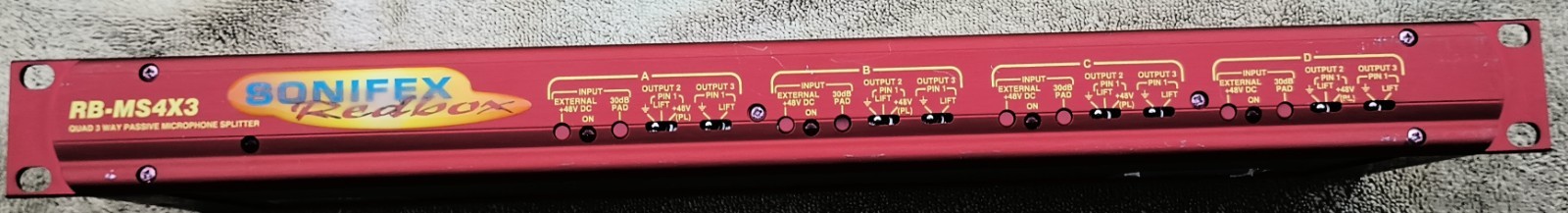 Sonifex RB-MS4X3 - 1U rack mount 1 to 3 Microphone splitter