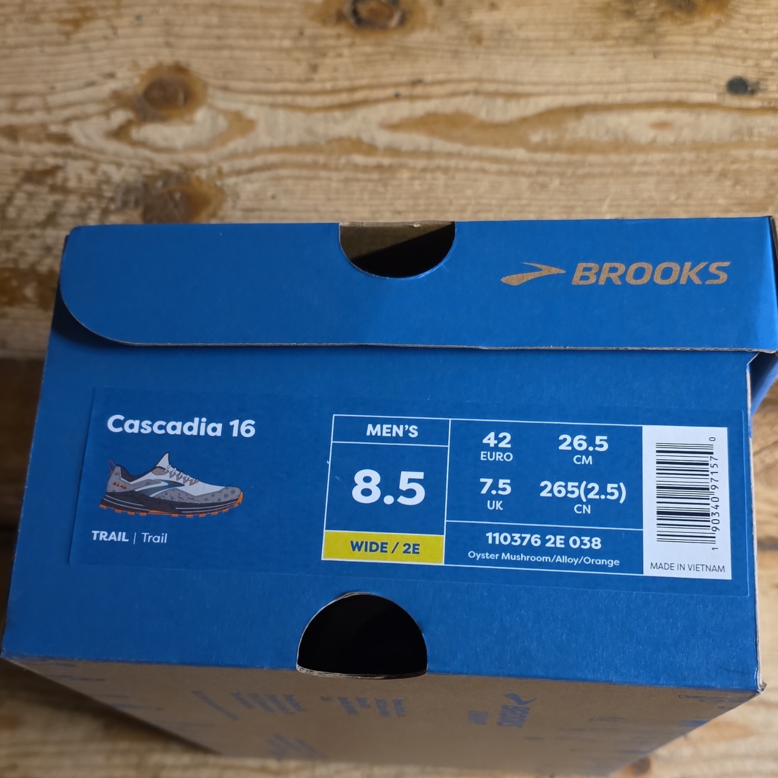 Brooks Cascadia 16 Men's Trail Running Shoes Gray Blue Orange US 8.5 2E
