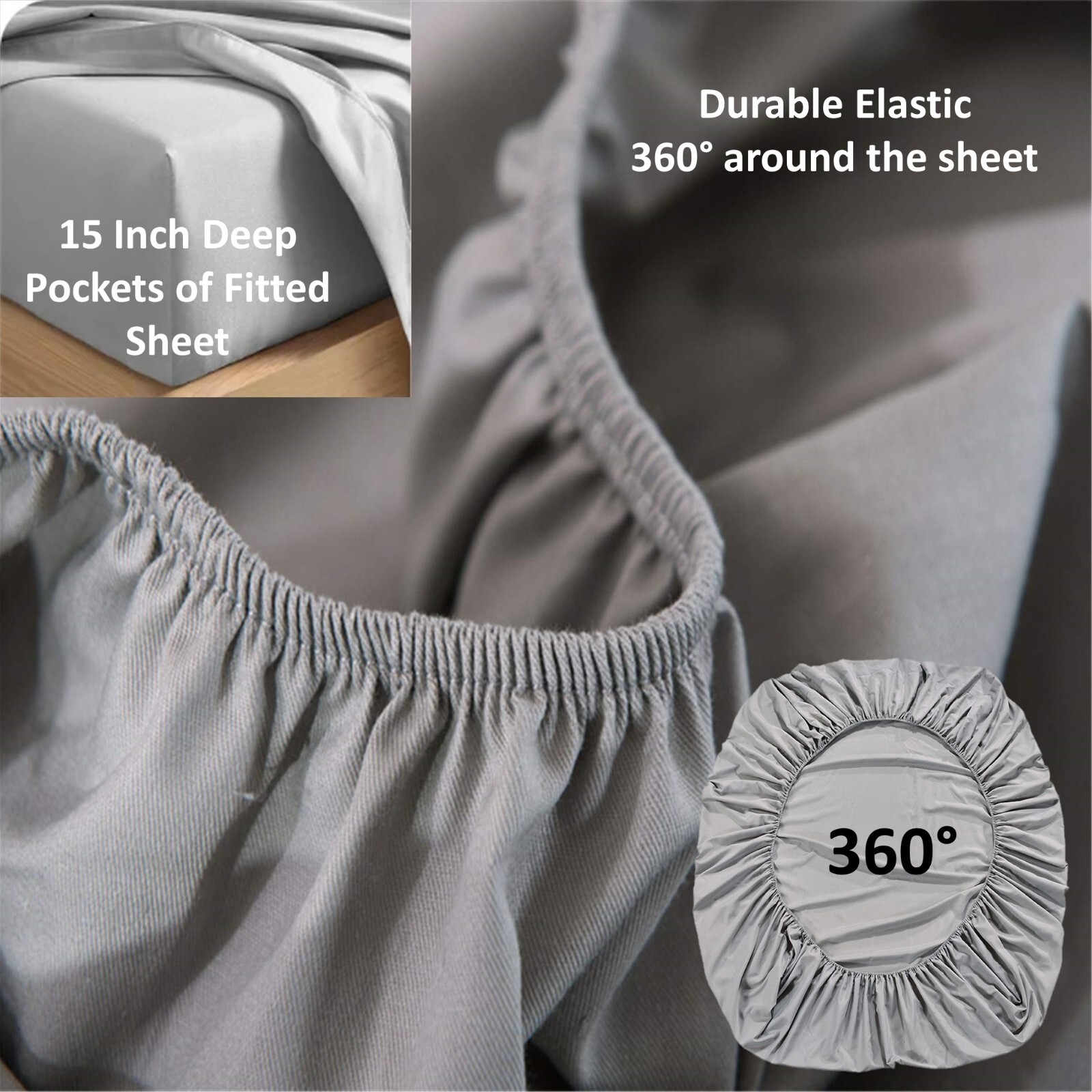 Egyptian Cotton 1000 TC Half Split Head Flex Top Sheet Set Adjustable 15 Deep