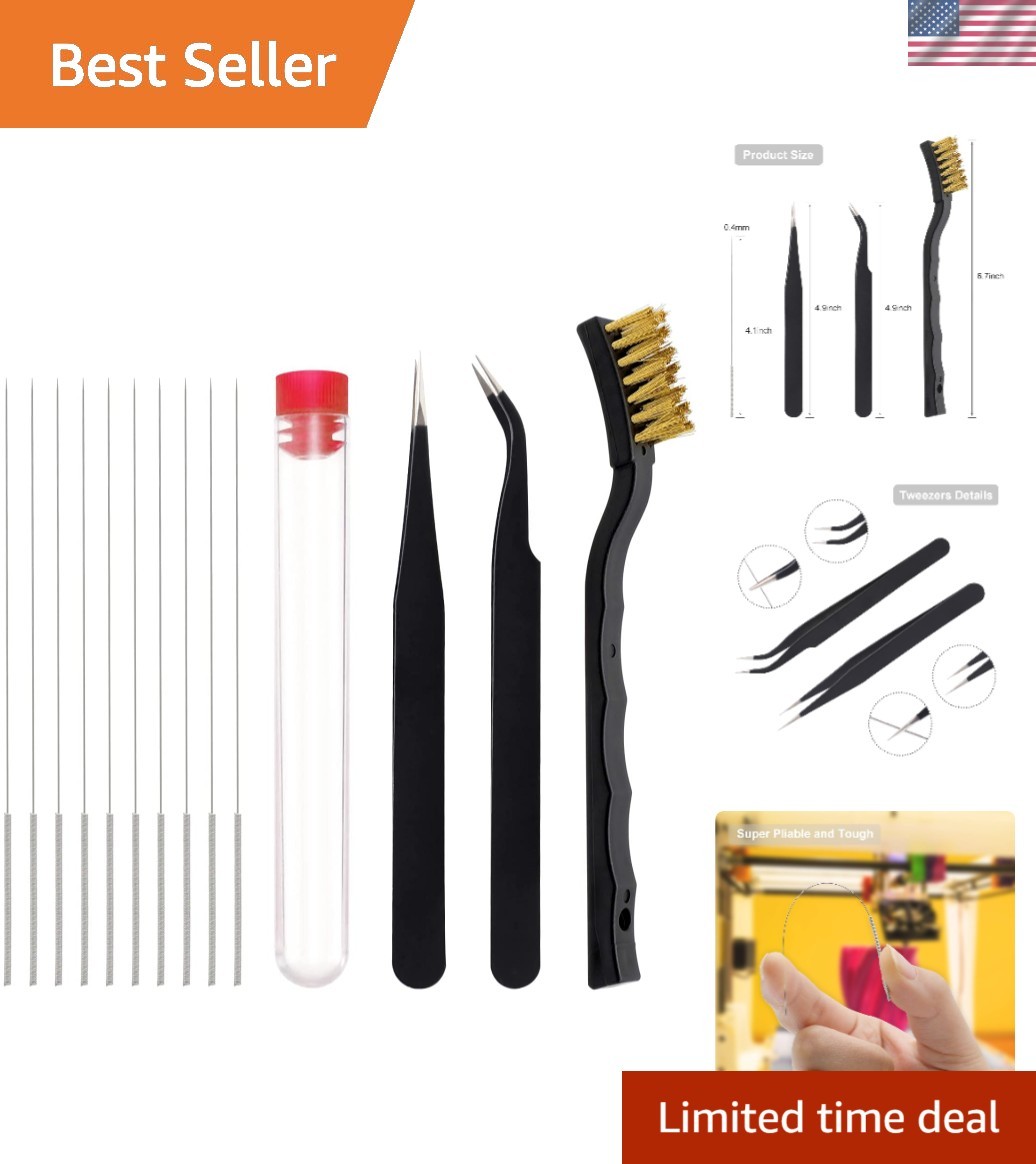 High-Quality Stainless Steel 3D Printer Nozzle Cleaning Set - 13 Tools Included