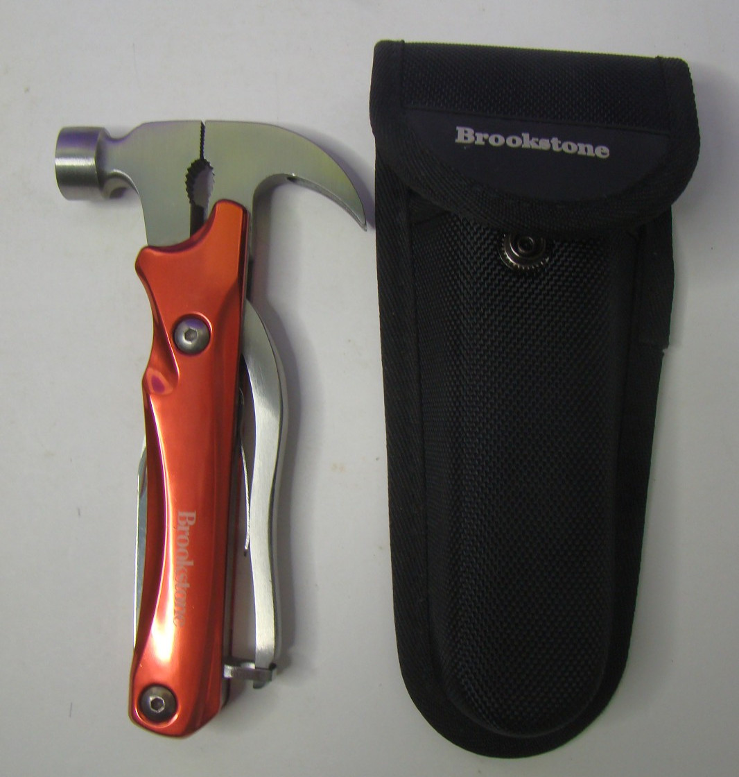 Brookstone 10-in-1 hammer multitool, high strength stainless steel, nylon pouch