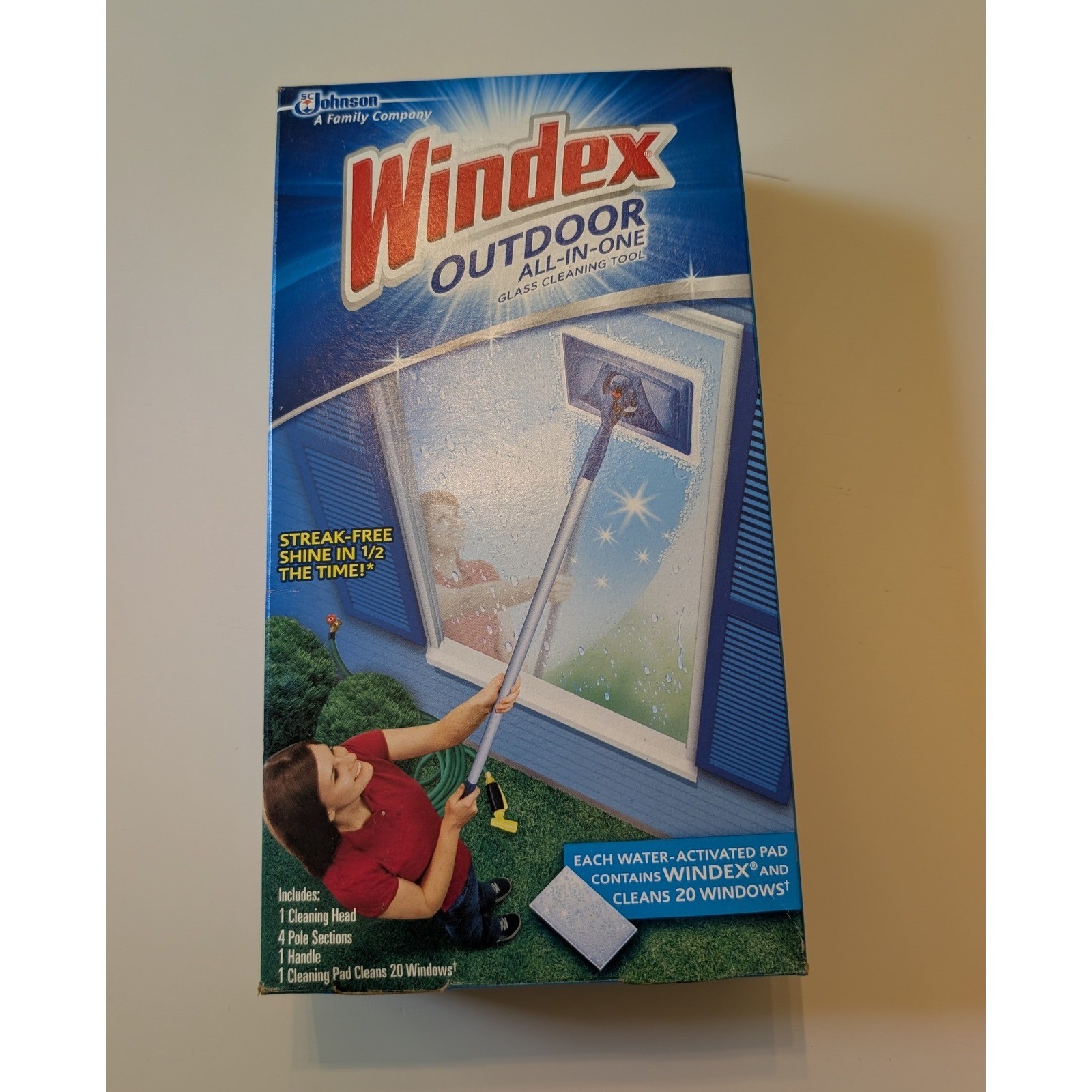 Windex Outdoor Glass Cleaning Tool Blue All-In-One 11ft Reach Starter Kit