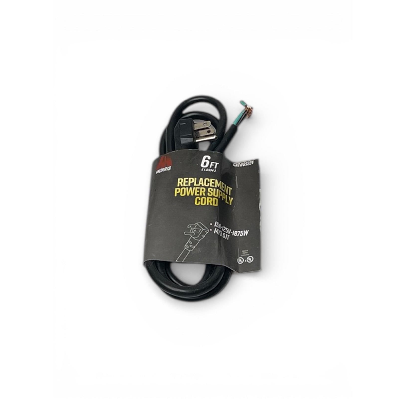 Morris Replacement Power Supply Cord 89224 6FT 15A-125V-1875W 14/3SJT