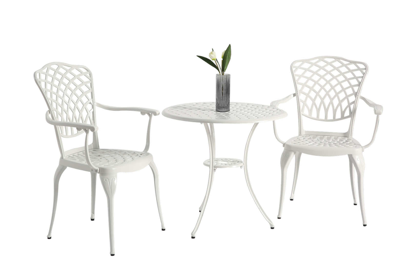 3 Piece Patio Bistro Set Cast Aluminum Bistro Table and Chairs Set of 2