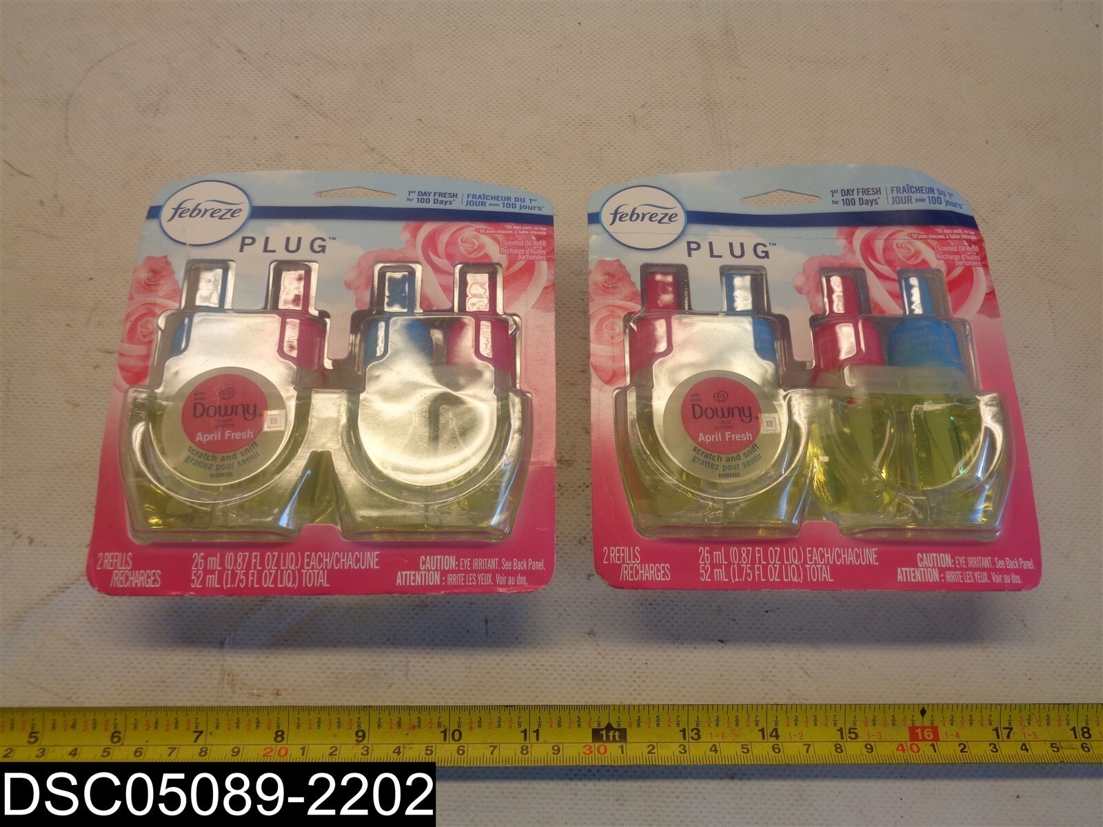 QTY=2 Pks x 2: Febreze Plug April Fresh Downy Air Freshener Scented Oil Refills