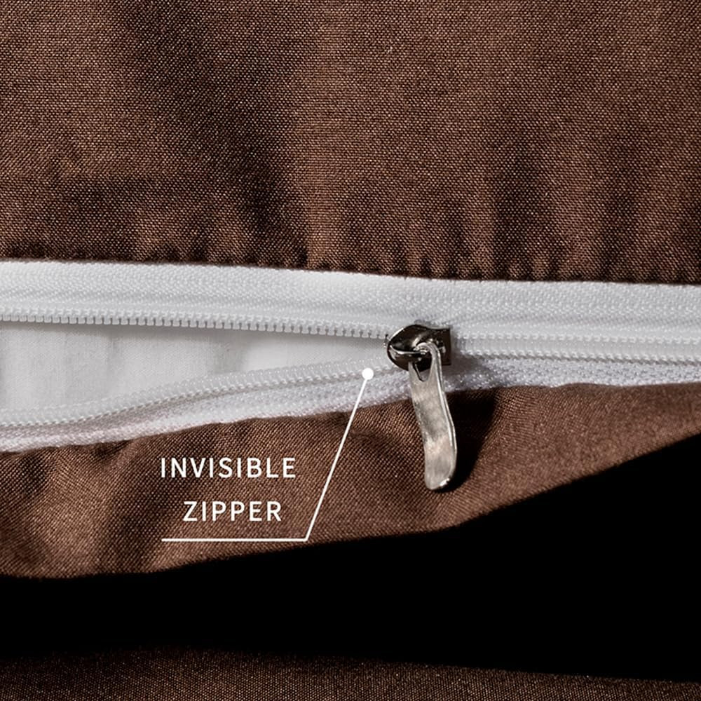 2 Pack Microfiber King Zipper Pillowcases, Soft Comfortable Not Shrink Coffee Pi