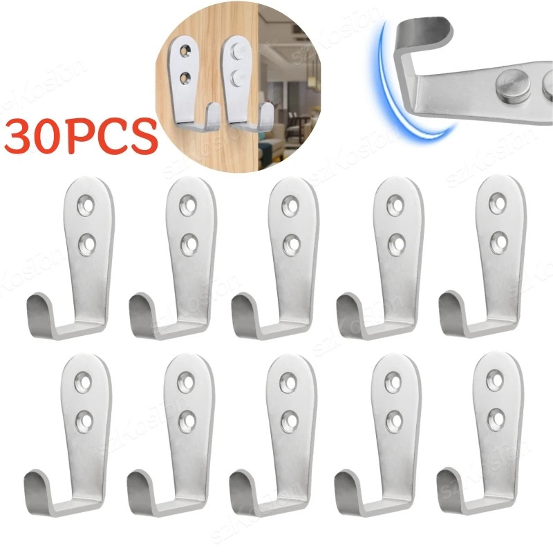 20/10 PCS Double Hole Hook Heavy Duty Stainless Steel Wall Hook Waterproof Hook