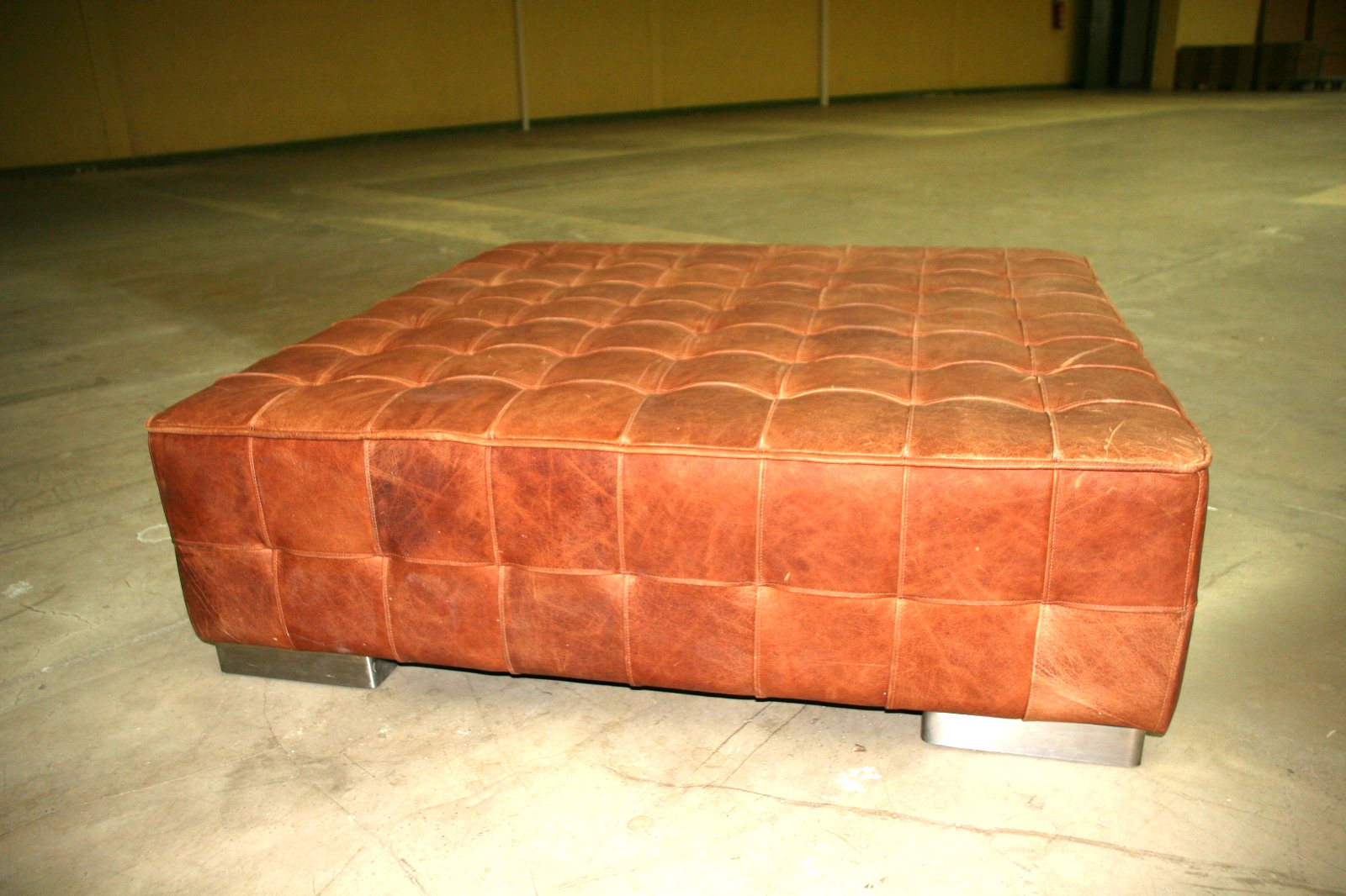 Seat cushion, square, real leather, 120 x 120 cm, unusual