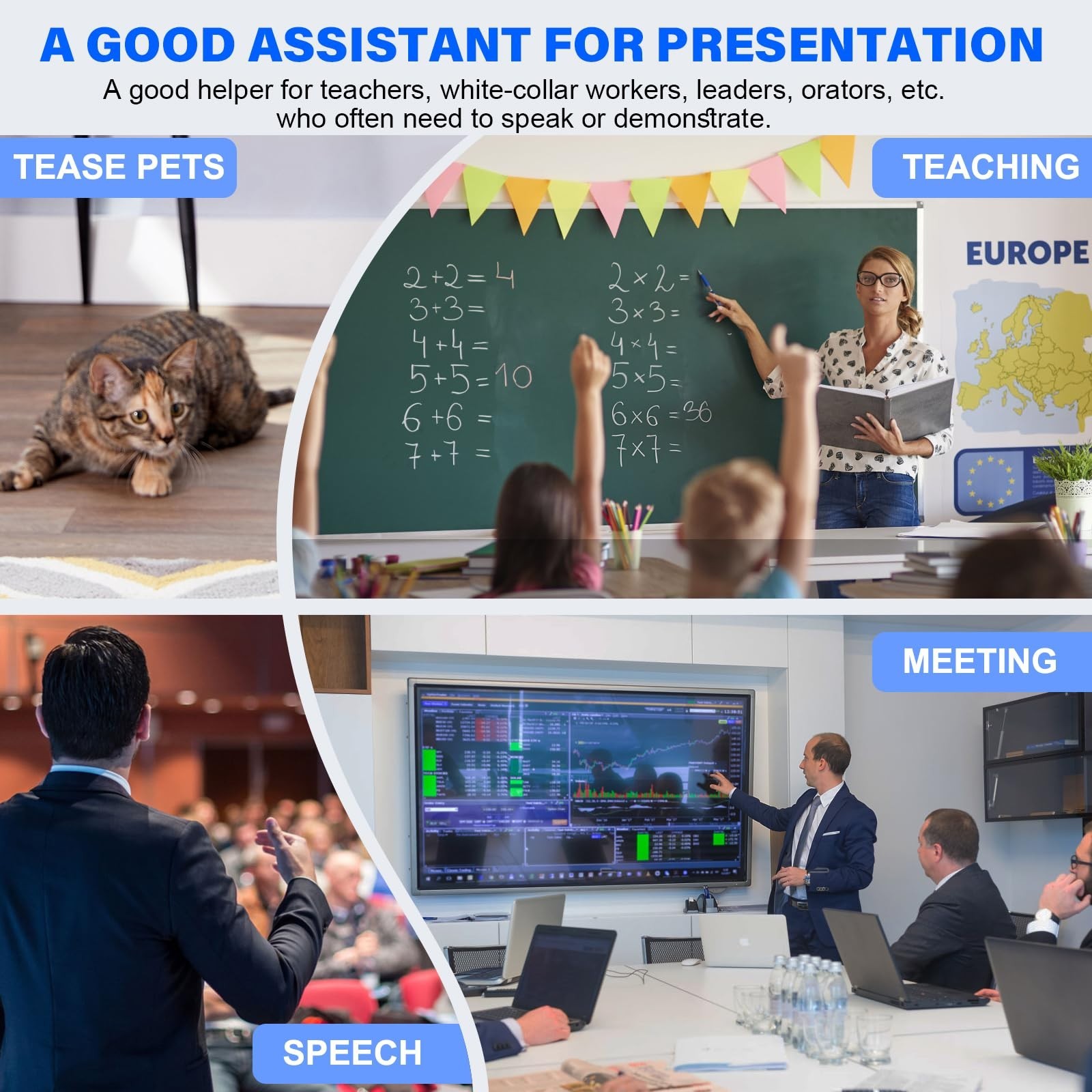 2-in-1 Wireless USB Type C Presentation Clicker Remote for PowerPoint Slides Adv