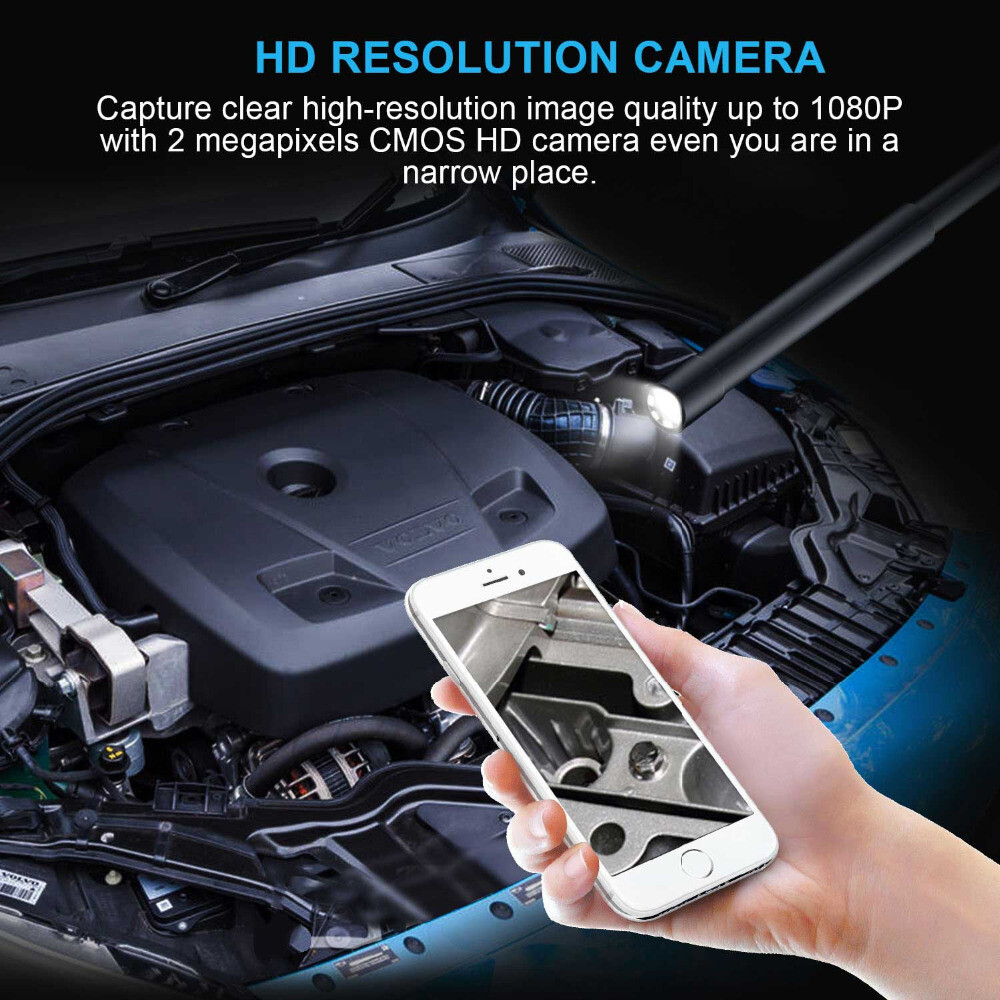 6 LED 1080P HD Snake Endoscope Borescope Inspection Camera for IOS Android