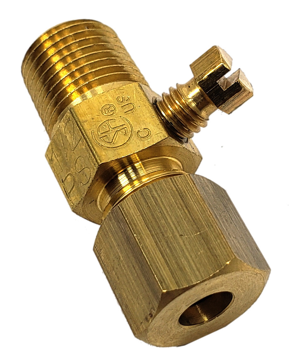 Pilot Adjustment Valve; 1/8" MPT X 3/16" CC, Brass Straight,52-1039