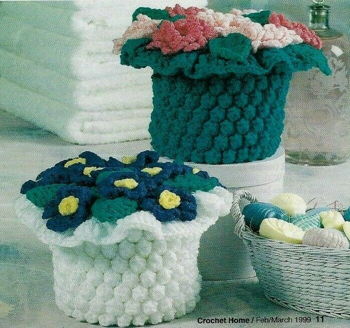 2 BEAUTIFUL BLOSSOMS BATH TISSUE COVERS DIGEST SIZE CROCHET PATTERN INSTRUCTIONS