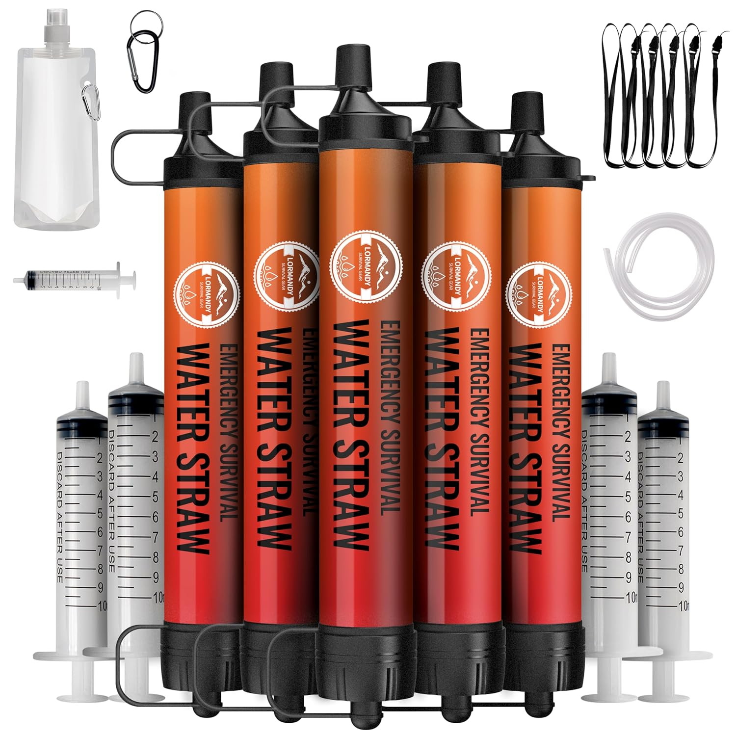 Straw Water Filter 5 Pack – Outdoor Camping & Hiking Survival Gear Kit for Famil