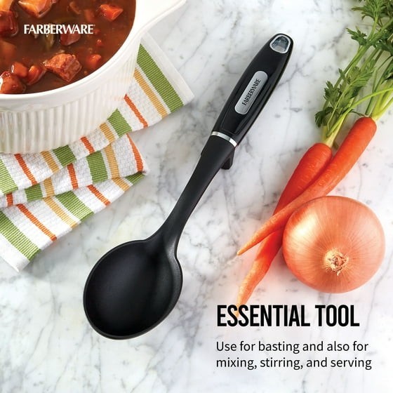 (2 pack) Professional Nylon Basting Spoon in Black