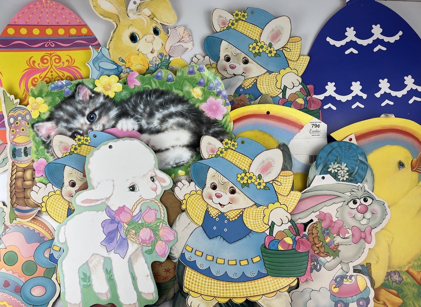 10+ Lot Vintage Easter Die Cuts Diecut Cardboard Decorations Kitschy Holding USA