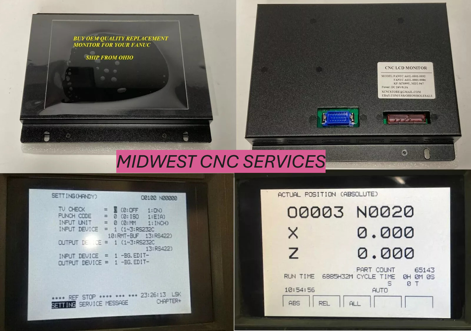 DIRECT LCD REPLACEMENT MONITOR FOR FANUC A61L-0001-0072/0076 PLUG AND PLAY