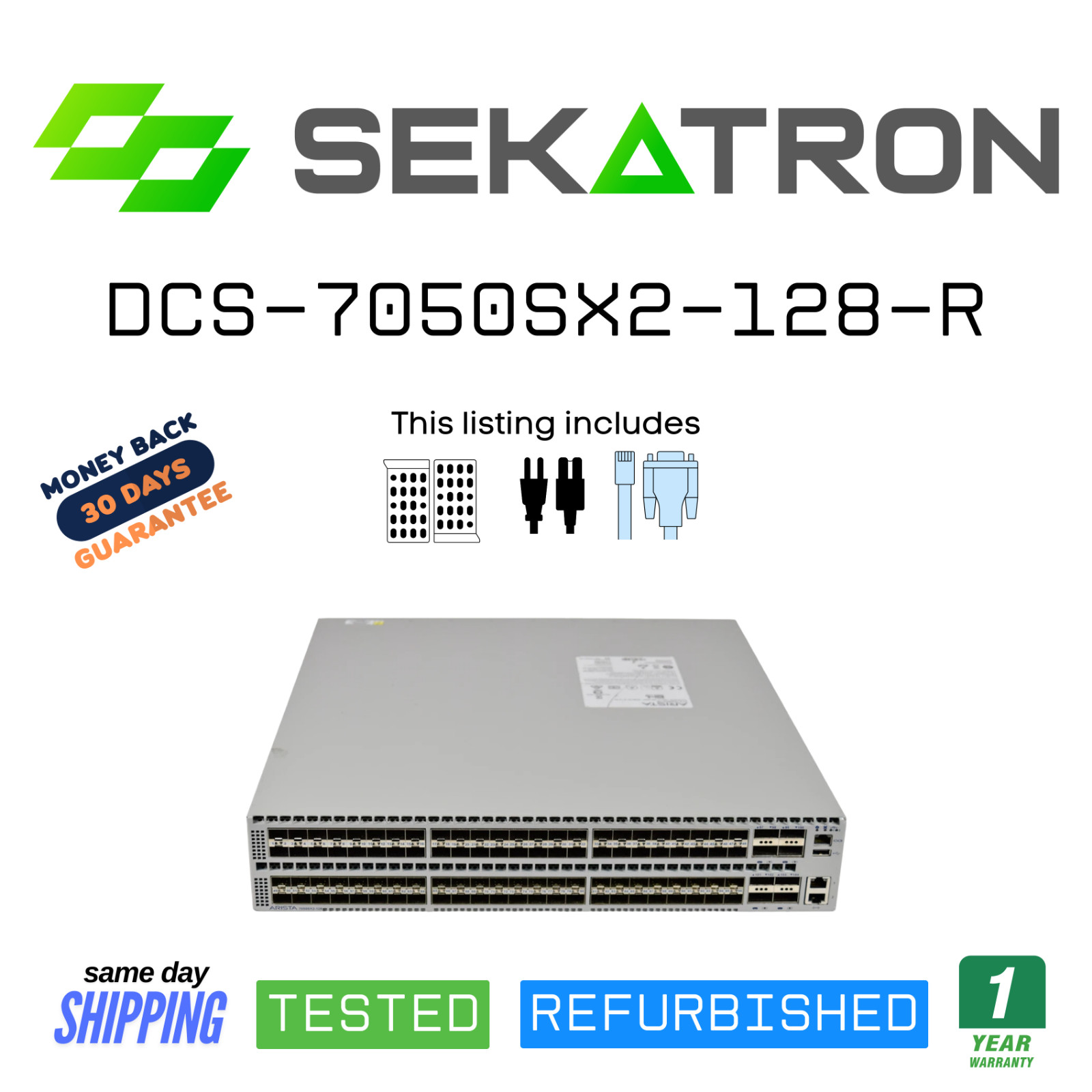🔀 Arista DCS-7050SX2-128-R 96× 10GbE SFP+ • 8× 40GbE QSFP+ • Dual PSU  ⚡