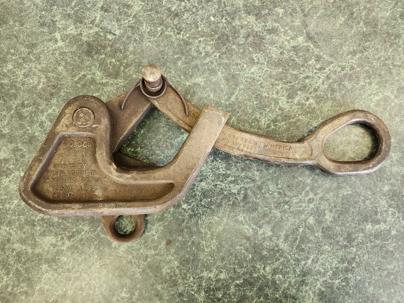 Klein Crescent Tool No. 386 Cable Wire Grip Puller 9/16-1 1/16" 12,500 LBS -USED