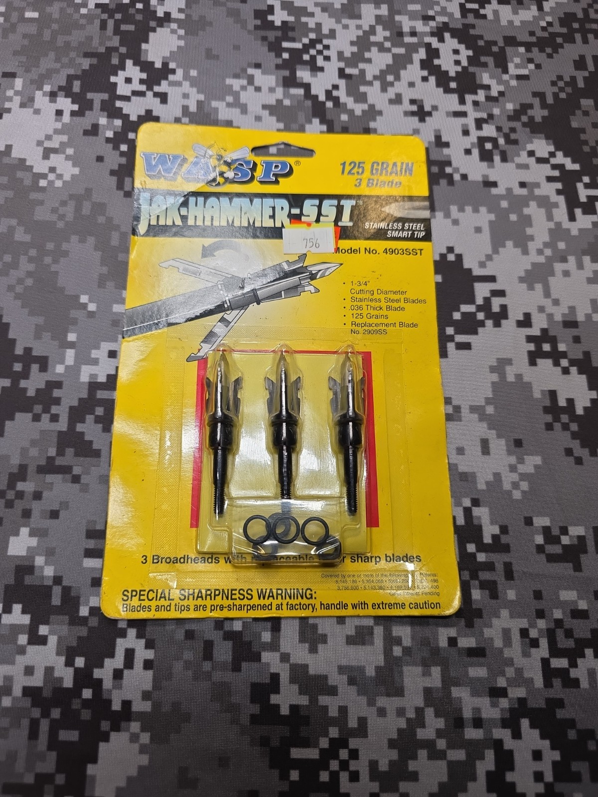 WASP JAK-HAMMER SST 125 GRAIN 3 BLADE 1.75" SCREW IN BROADHEADS #4903SST