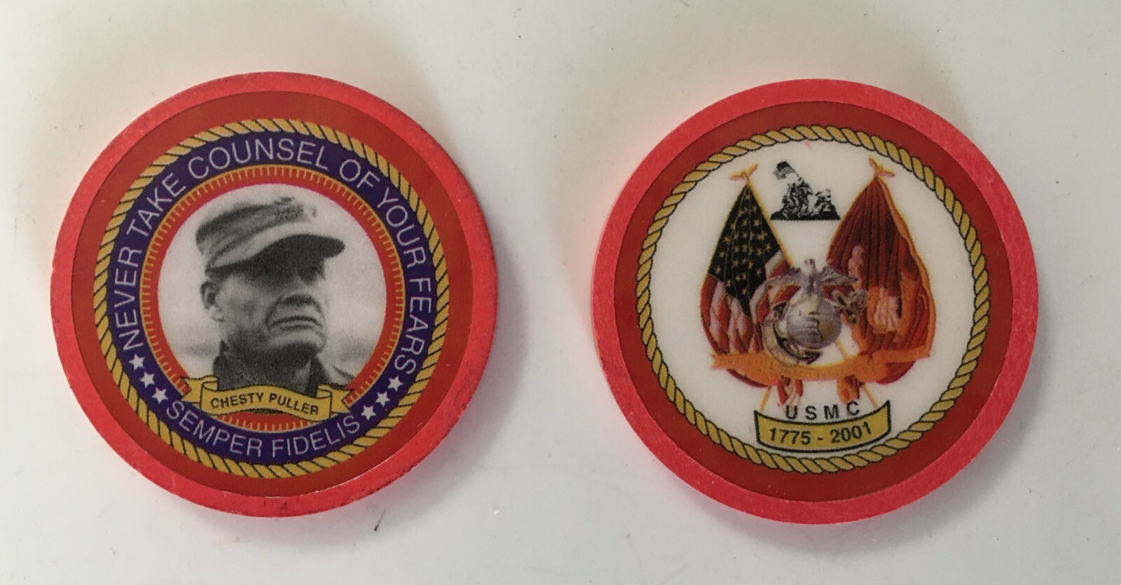USMC Marine Chesty 2001 Casino Chip Challenge Coin (Pendleton Miramar MCRD)