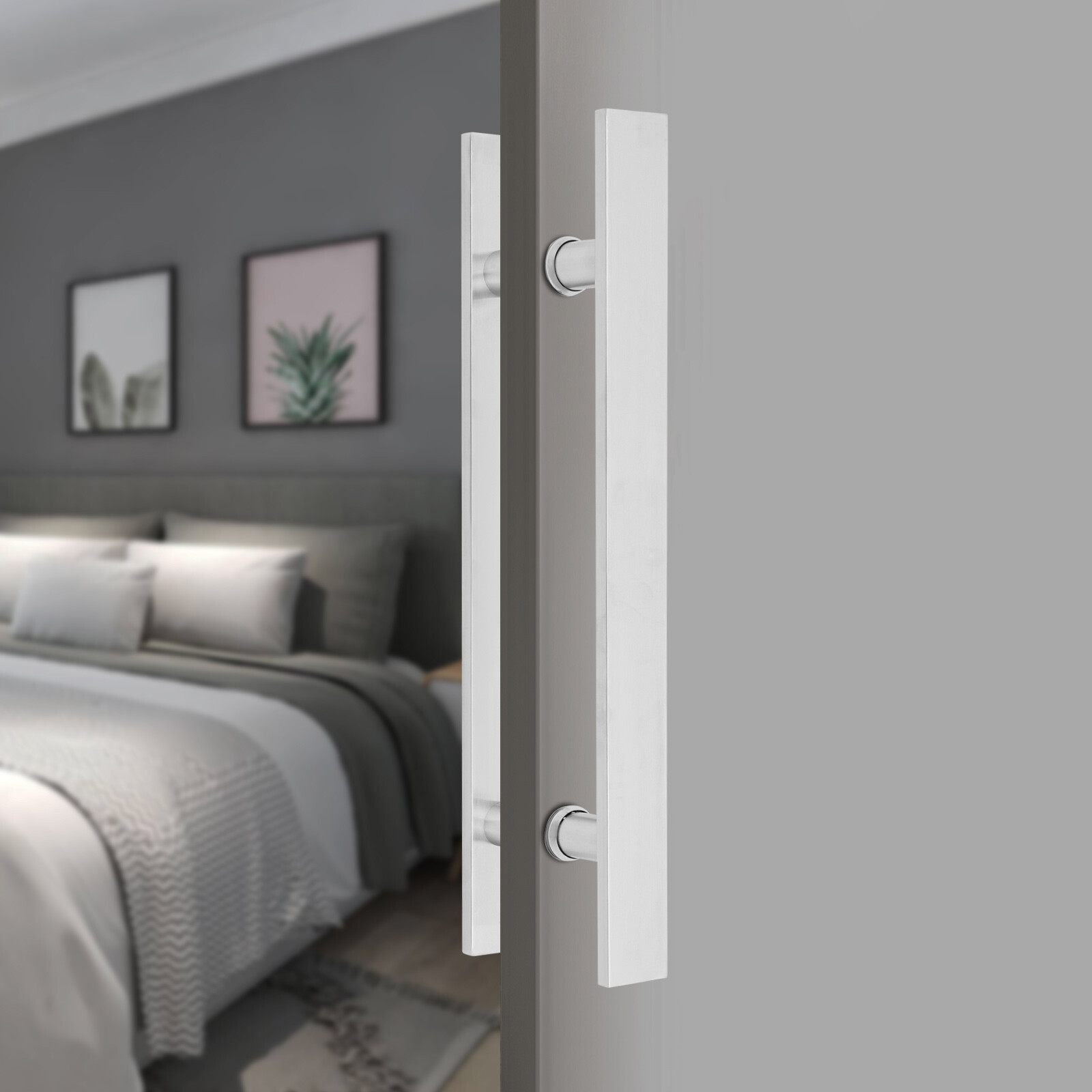 Stainless Door Handle H Shape Double Sided Pull Push Sliding Barn Door Handle