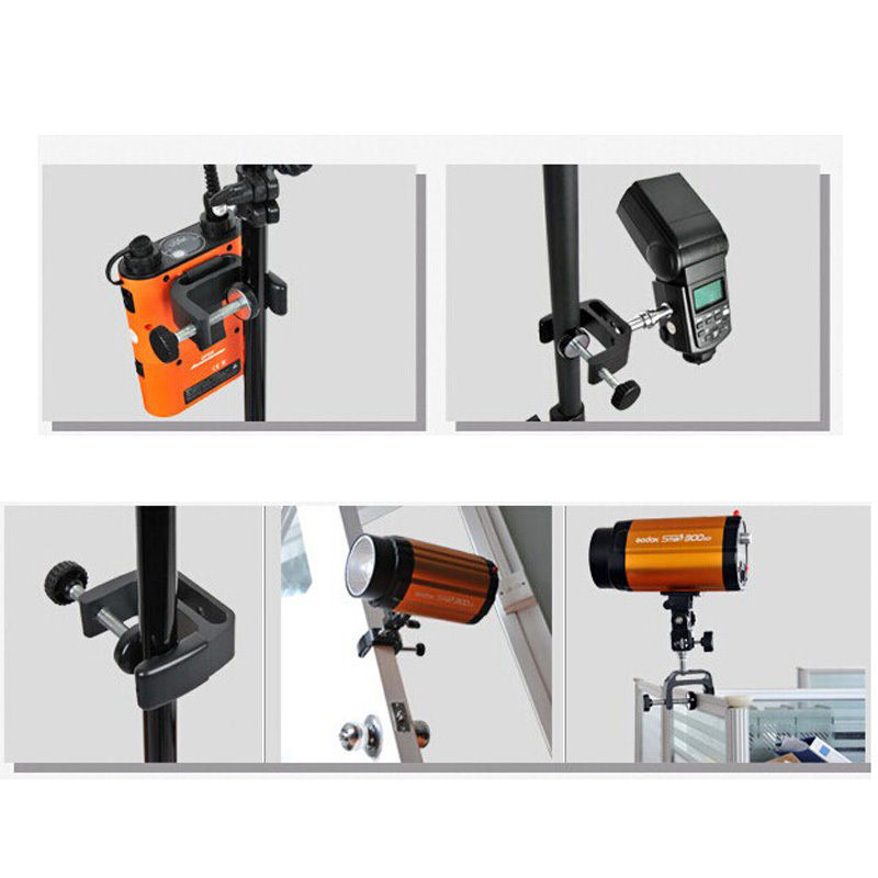 C Clamp Mount Holder Stand 1/4" 3/8" Threaded Screw for Led Flash Studio Light