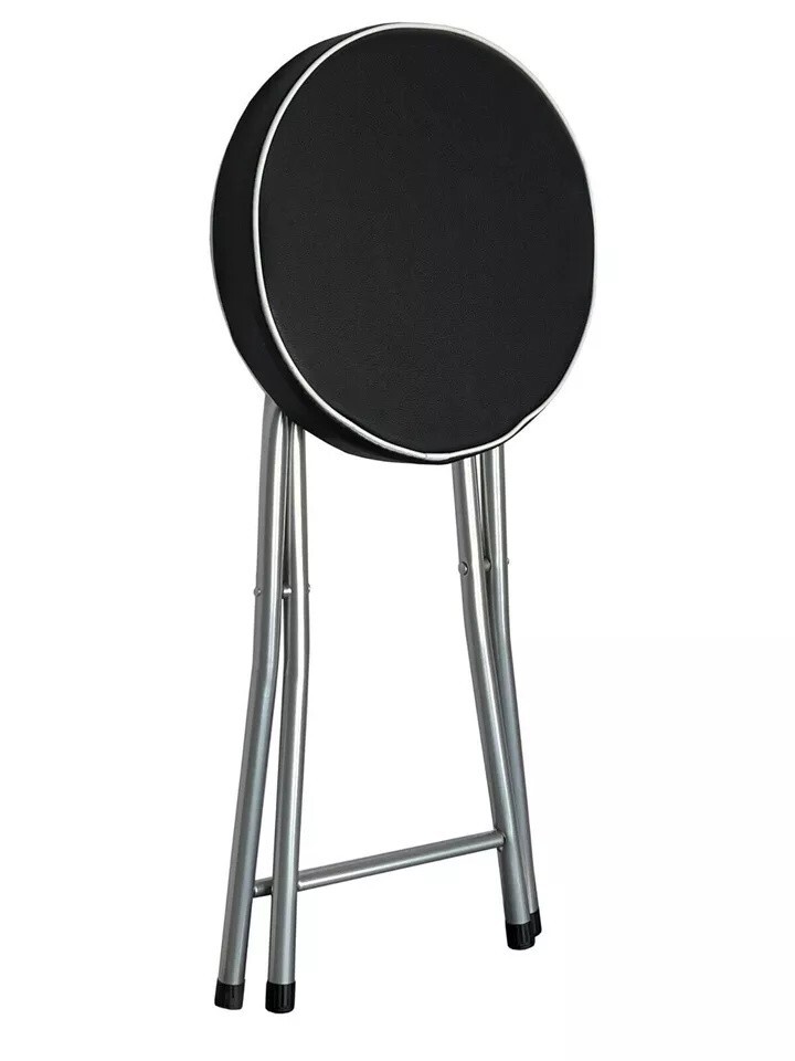 Potable Folding Stools Thick Cushion Soft Padded Seat Metal Frame Freestanding
